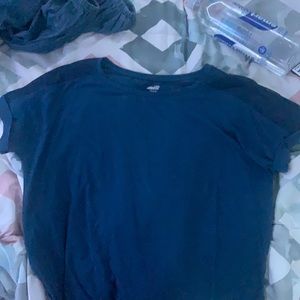 Blue tee-shirt. Mesh sleeves